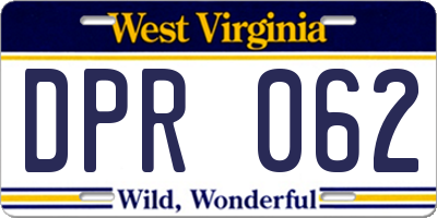 WV license plate DPR062