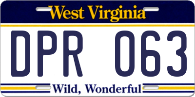 WV license plate DPR063