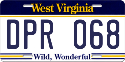 WV license plate DPR068