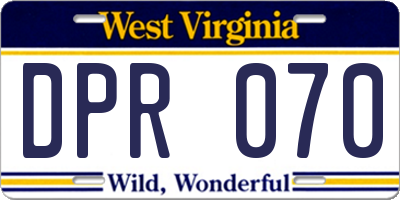 WV license plate DPR070
