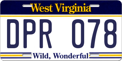 WV license plate DPR078