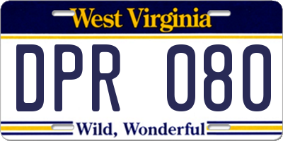 WV license plate DPR080