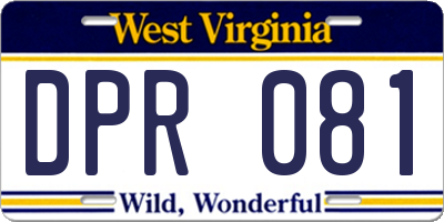 WV license plate DPR081