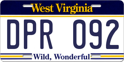 WV license plate DPR092