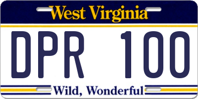 WV license plate DPR100