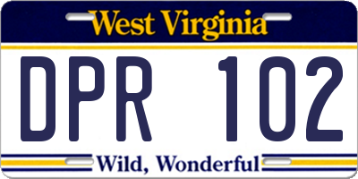 WV license plate DPR102
