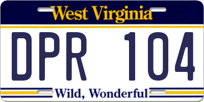 WV license plate DPR104