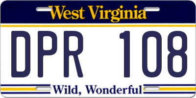 WV license plate DPR108