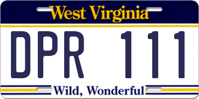 WV license plate DPR111