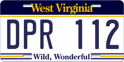 WV license plate DPR112
