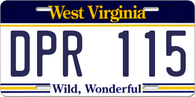 WV license plate DPR115