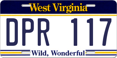 WV license plate DPR117