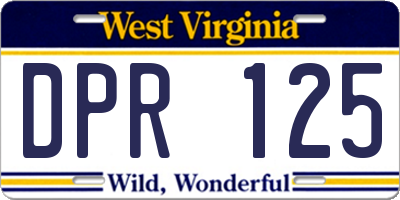 WV license plate DPR125