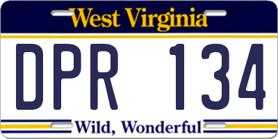 WV license plate DPR134