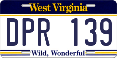 WV license plate DPR139