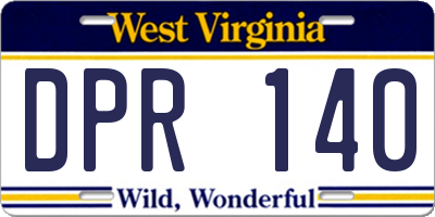 WV license plate DPR140