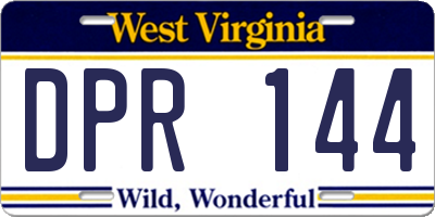 WV license plate DPR144