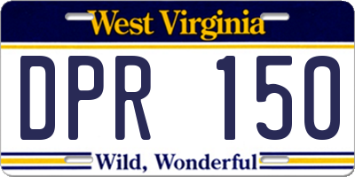 WV license plate DPR150