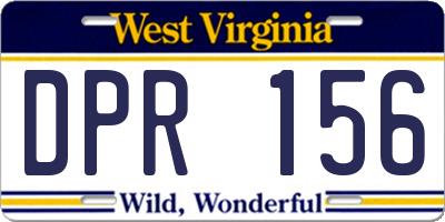 WV license plate DPR156