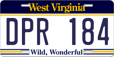 WV license plate DPR184