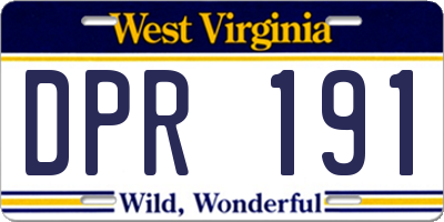 WV license plate DPR191
