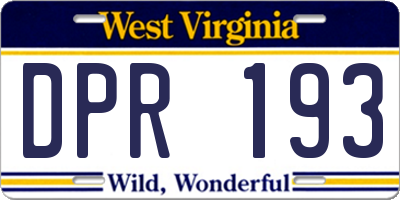 WV license plate DPR193