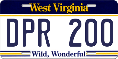 WV license plate DPR200