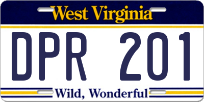 WV license plate DPR201