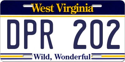 WV license plate DPR202