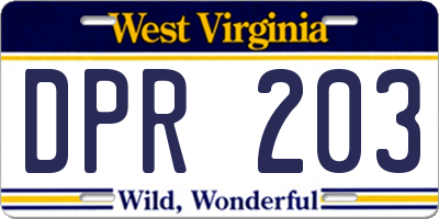 WV license plate DPR203