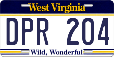 WV license plate DPR204