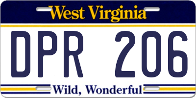 WV license plate DPR206