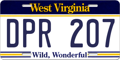 WV license plate DPR207