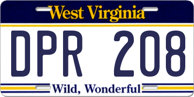 WV license plate DPR208