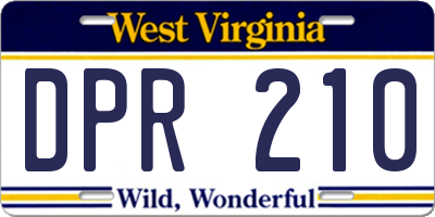 WV license plate DPR210