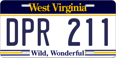 WV license plate DPR211