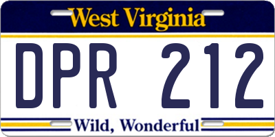 WV license plate DPR212