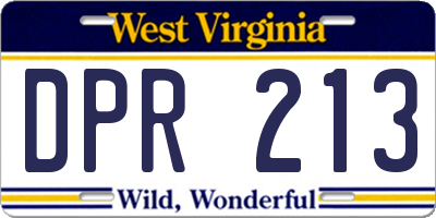 WV license plate DPR213