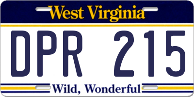 WV license plate DPR215