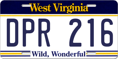 WV license plate DPR216