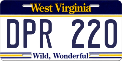 WV license plate DPR220