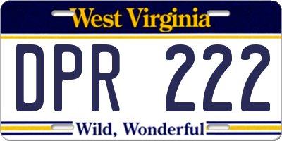 WV license plate DPR222