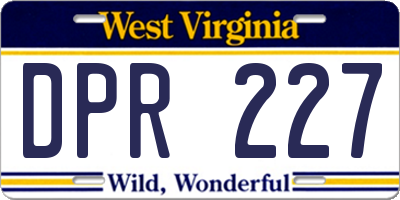 WV license plate DPR227
