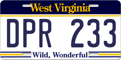 WV license plate DPR233