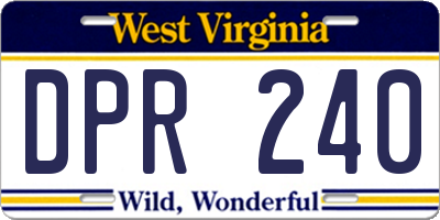 WV license plate DPR240