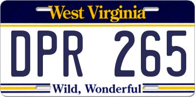 WV license plate DPR265