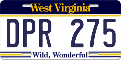 WV license plate DPR275