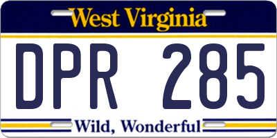 WV license plate DPR285