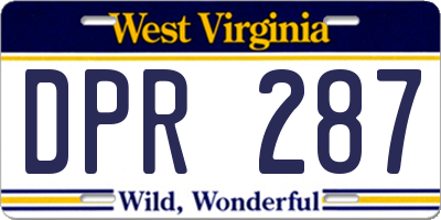 WV license plate DPR287