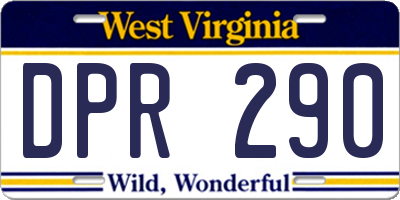 WV license plate DPR290